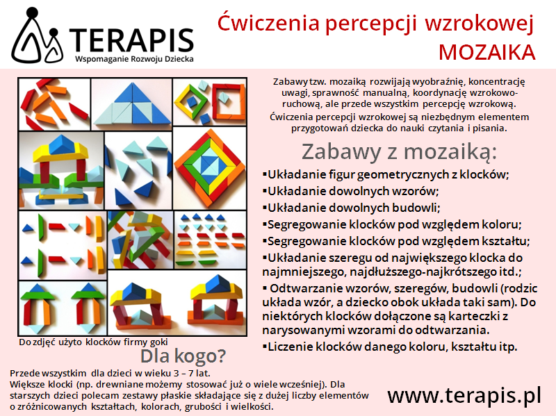 Terapis Integracja sensoryczna Poznań Ćwiczenia percepcji wzrokowej - mozaika